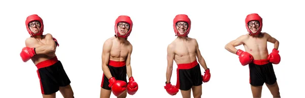 하얀 옷을 벗은 재미있는 권투 선수 — 스톡 사진