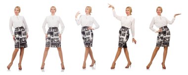 Güzel sarışın kız beyaz izole