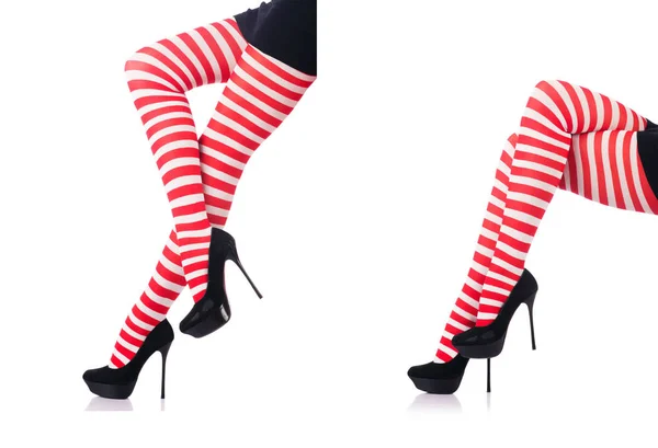 Frau mit langen Beinen und Strümpfen — Stockfoto