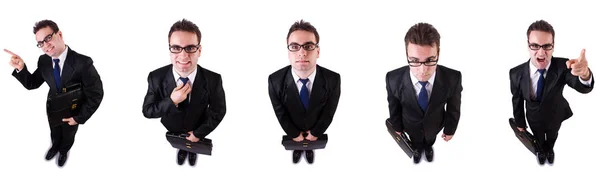 Male employee in suit with briefcase isolated on white — Stock Photo, Image