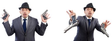 Tabanca ile takım elbiseli Genç gangster 