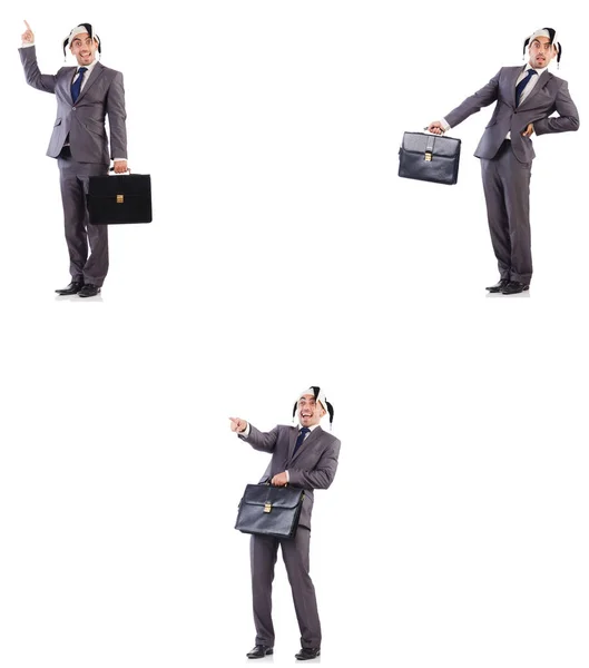 Funny clown businessman with briefcase — Stock Photo, Image