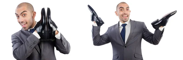Muž s botami izolované na bílém — Stock fotografie