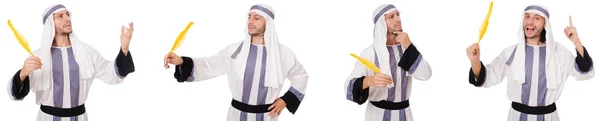 Arab muž s perem izolované na bílém — Stock fotografie