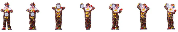 Buffo clown maschio con sveglia — Foto Stock