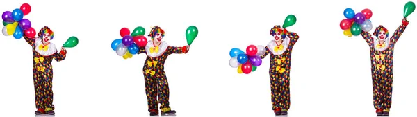 Lustiger männlicher Clown isoliert auf Weiß — Stockfoto