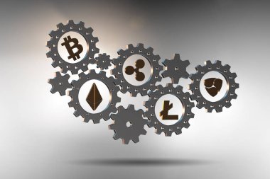Cryptocurrencies - 3d render kavramı