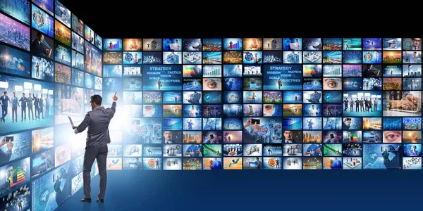 Concept of streaming video with businessman