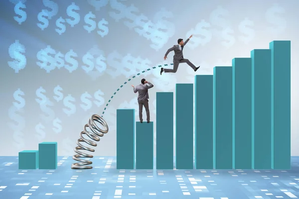 Businessman outperforming his competition jumping over — Stock Photo, Image