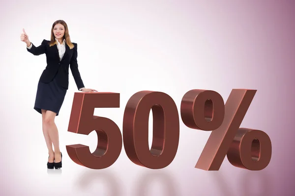 Woman in 50 percent sale concept — Stock Photo, Image