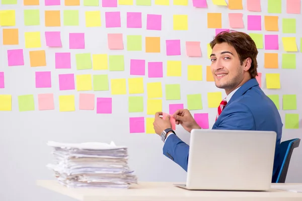 Jeune homme beau dans un concept de priorités conflictuelles — Photo