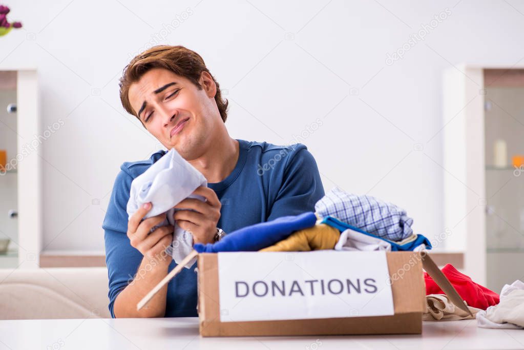 Concept of charity with donated clothing