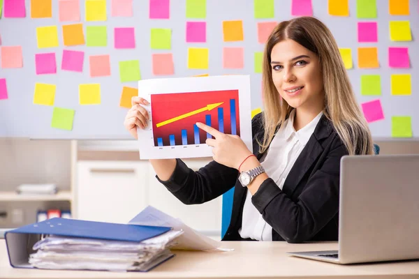 Young beautiful businesslady in conflicting priorities concept