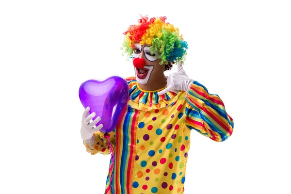 Grappige clown geïsoleerd op witte achtergrond — Stockfoto