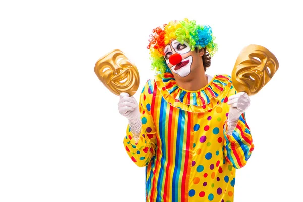 Männlicher Clown isoliert auf weiß — Stockfoto