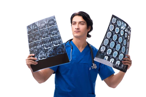 Ung snygg läkare radiolog isolerade i vitt — Stockfoto