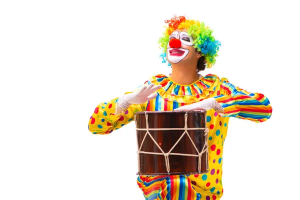 Männlicher Clown isoliert auf weiß — Stockfoto