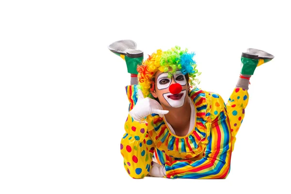 Clown maschio isolato su bianco — Foto Stock