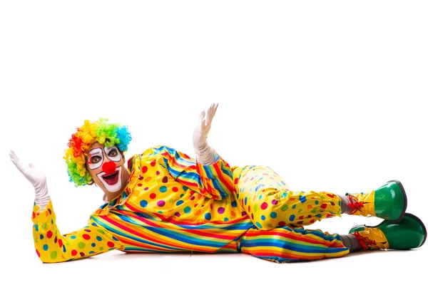 Männlicher Clown isoliert auf weiß — Stockfoto