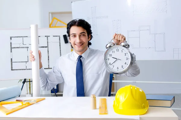 Young handsome architect working on the project — Stock Photo, Image