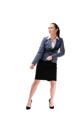 Beyaz arka plan üzerinde izole genç iş kadını 