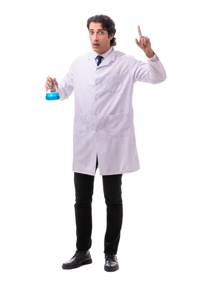 Jovem químico isolado no fundo branco — Fotografia de Stock