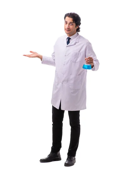 Młody chemik odizolowany na białym tle — Zdjęcie stockowe