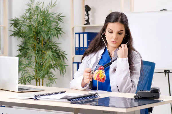 Vrouwelijke cardioloog werkzaam in de kliniek — Stockfoto