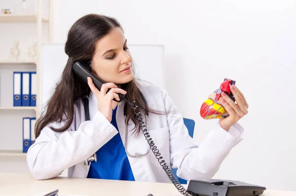 Female doctor cardiologist working in the clinic — Stock Photo, Image