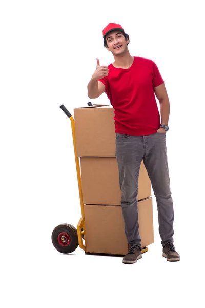 Young male courier with box — Stock Photo, Image