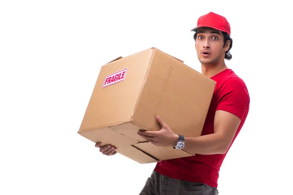 Young male courier with box — Stock Photo, Image