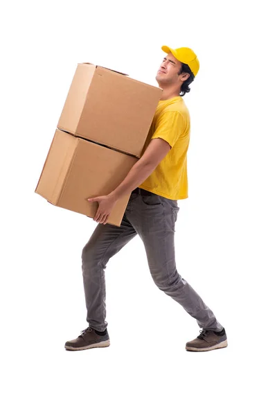 Young male courier with box — Stock Photo, Image