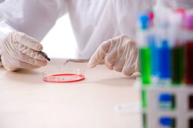 Laboratuvarda çalışan yakışıklı bir kimyager. 