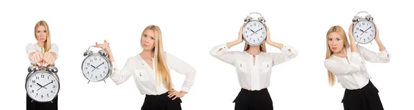 Επιχειρηματίας με το ρολόι που απομονώνονται σε λευκό φόντο — Φωτογραφία Αρχείου