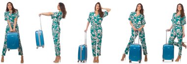 yaz tatili için hazırlık suitacases olan kadın