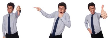 Beyaz genç işadamı ile kolaj