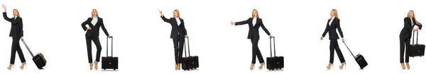 Επιχειρηματίας με βαλίτσα απομονωμένη σε λευκό — Φωτογραφία Αρχείου