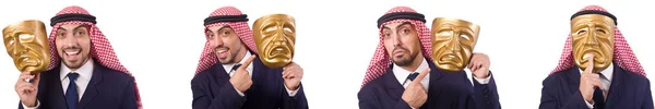 Homem árabe com máscara isolada no branco — Fotografia de Stock