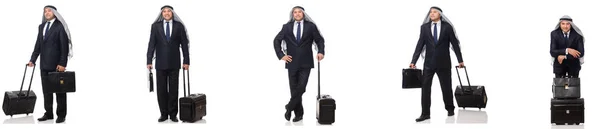 Homme d'affaires arabe avec valise isolée sur blanc — Photo