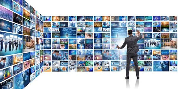 Concept of streaming video with businessman