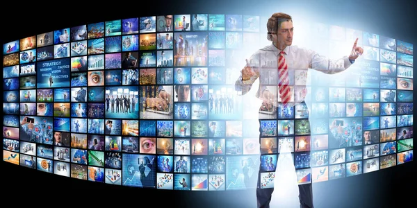 Concept of streaming video with businessman