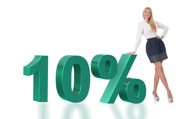 Mulher em 10 por cento conceito de venda — Fotografia de Stock