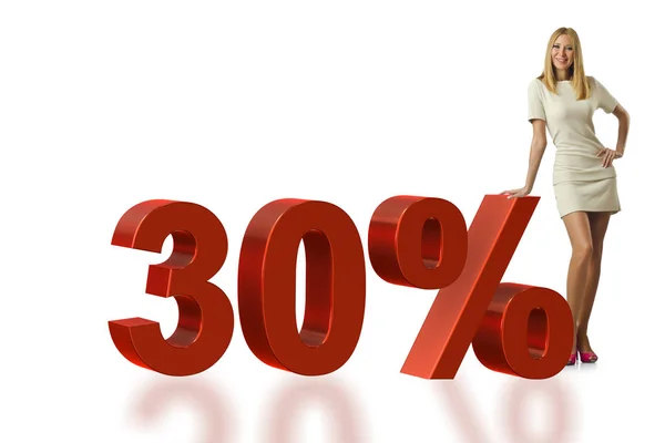 Nő a 30 %-os értékesítési koncepció — Stock Fotó