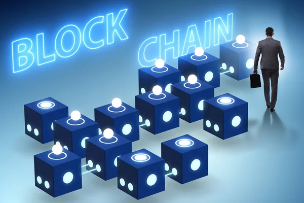 Blockchain innovatív koncepciót, üzletember — Stock Fotó