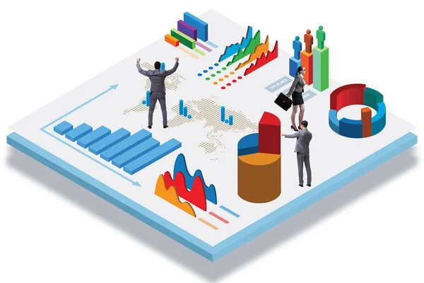 Empresário no conceito de infográficos de negócios — Fotografia de Stock