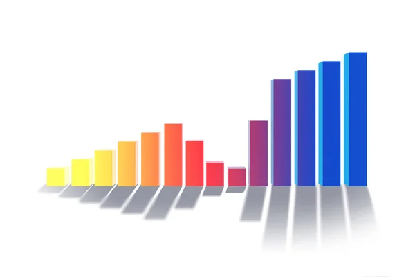 Барна діаграма, що показує зростання - 3d візуалізація — стокове фото