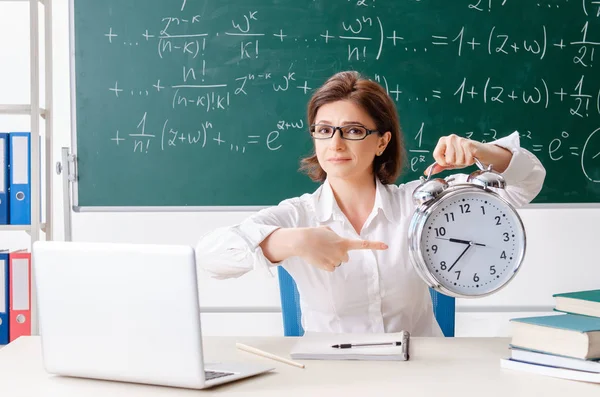 Insegnante di matematica femminile davanti alla lavagna — Foto Stock