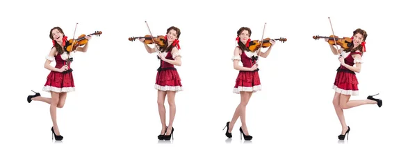 흰색 절연 바이올린을 가진 여자 — 스톡 사진