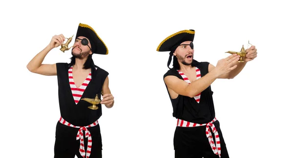 Uomo pirata isolato sullo sfondo bianco — Foto Stock