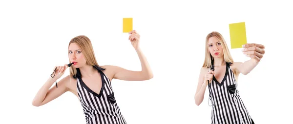 Vrouw rechter geïsoleerd op de witte — Stockfoto